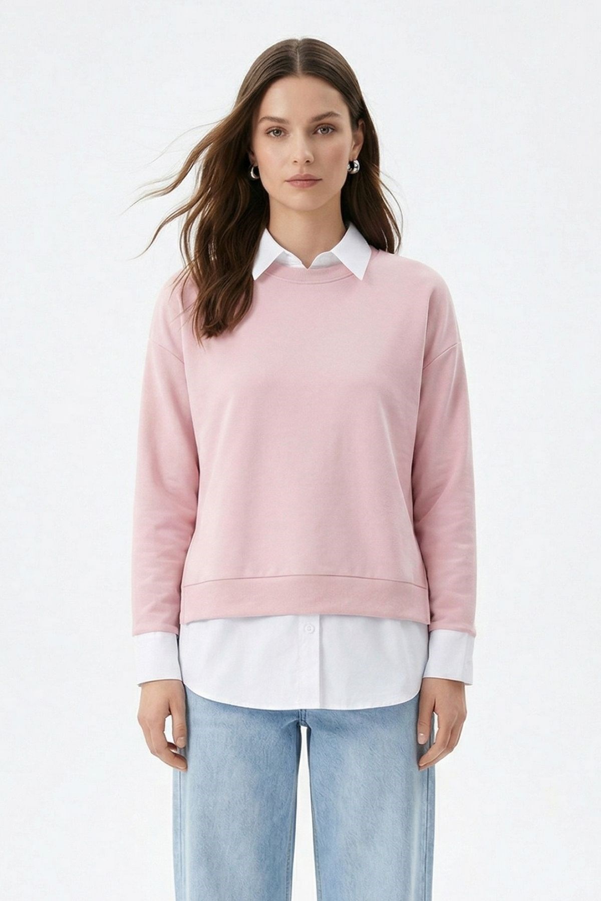 Bisiklet Yaka Garnili Bluz 8375 Pembe 2