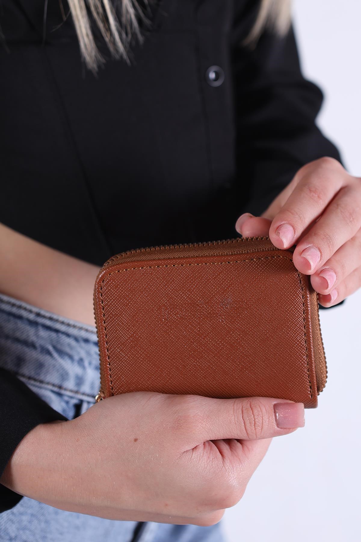 Fermuarlı Mini Cüzdan 024 Taba 3
