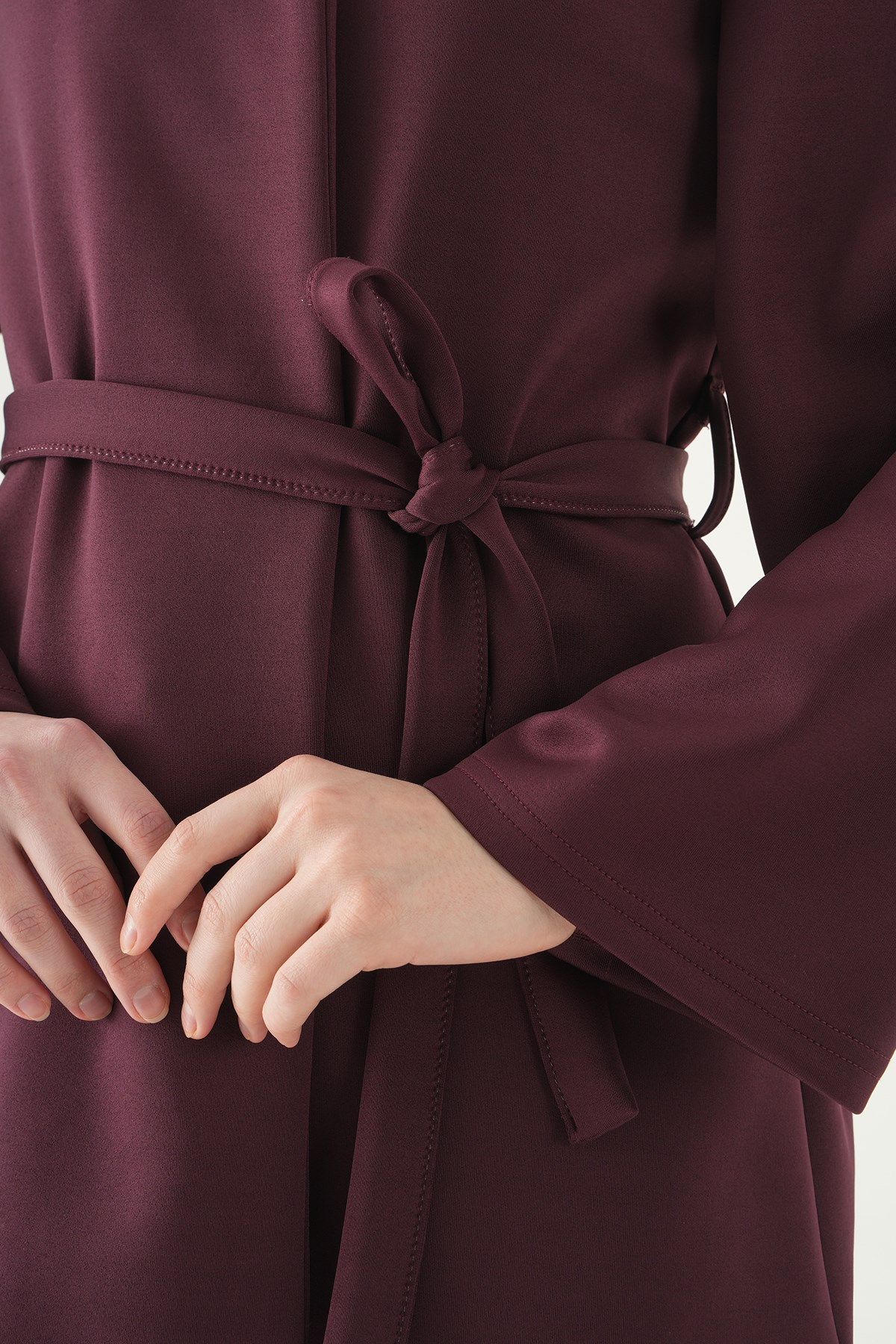 Kuşaklı Geniş Kol Kimono 3068A Mürdüm 4