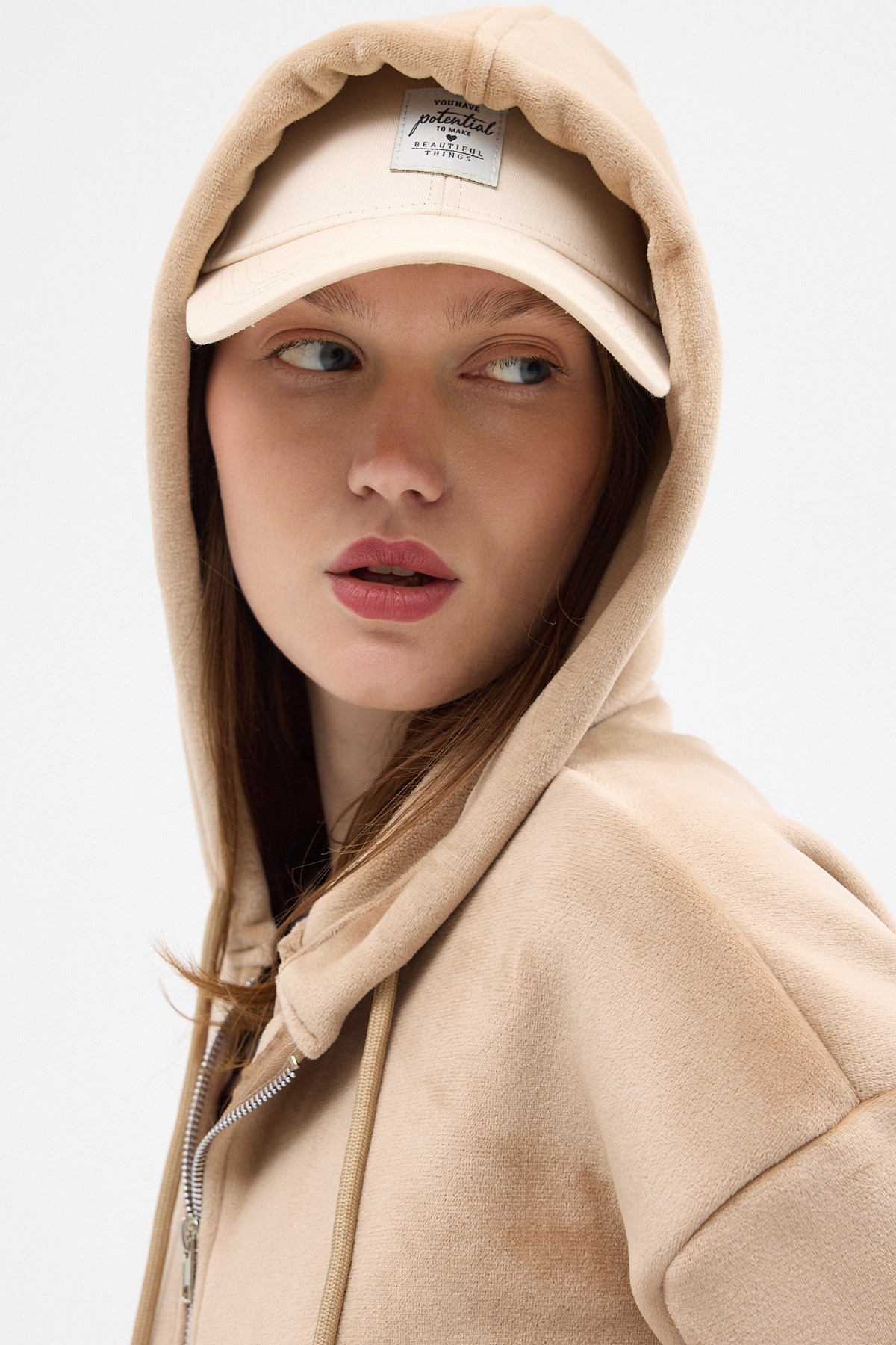 Vizon Kadın Fermuarlı Kapüşonlu Sweatshirt 3059A 4