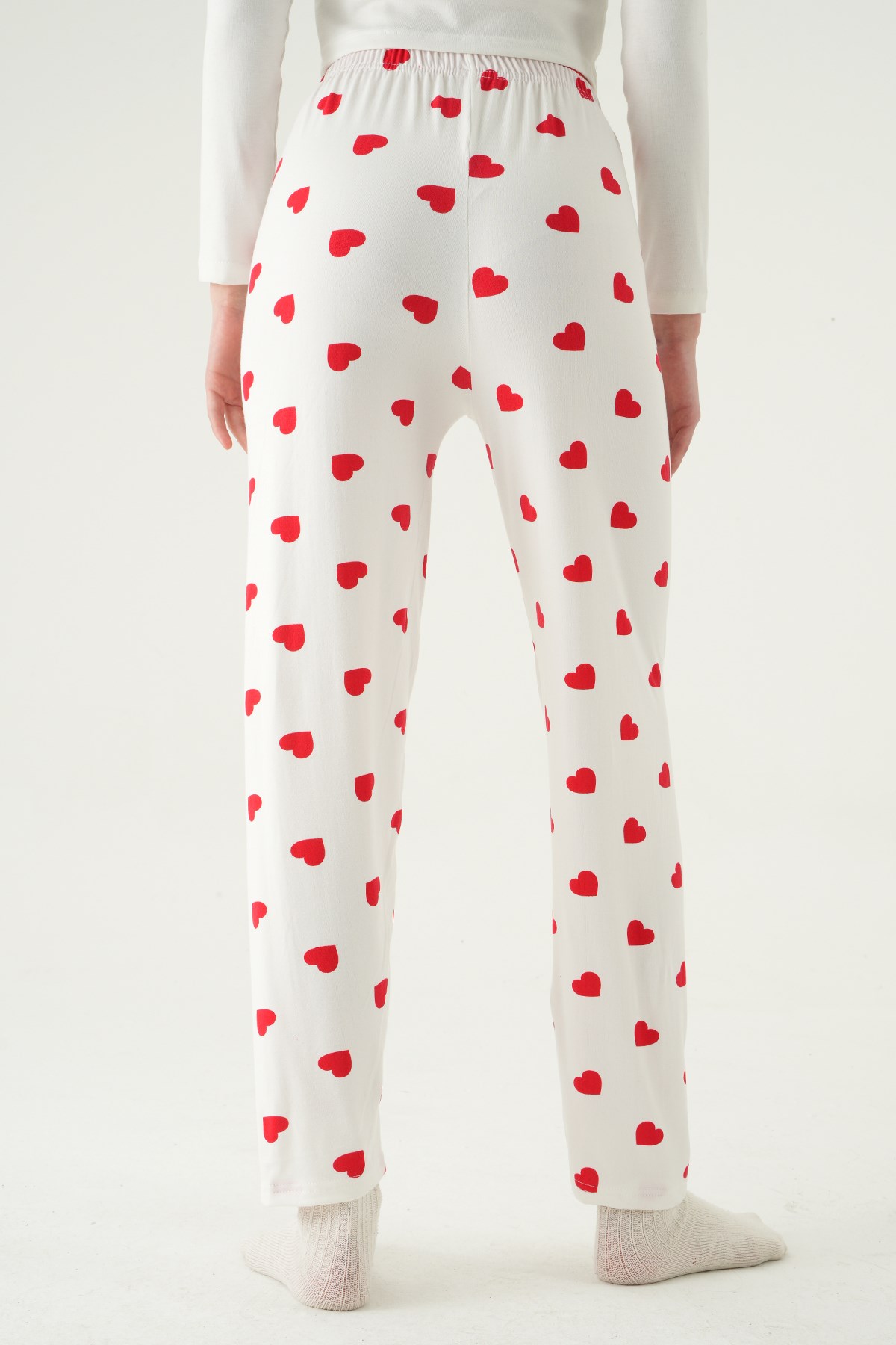 Kalp Desen Pijama 4530 Beyaz 5