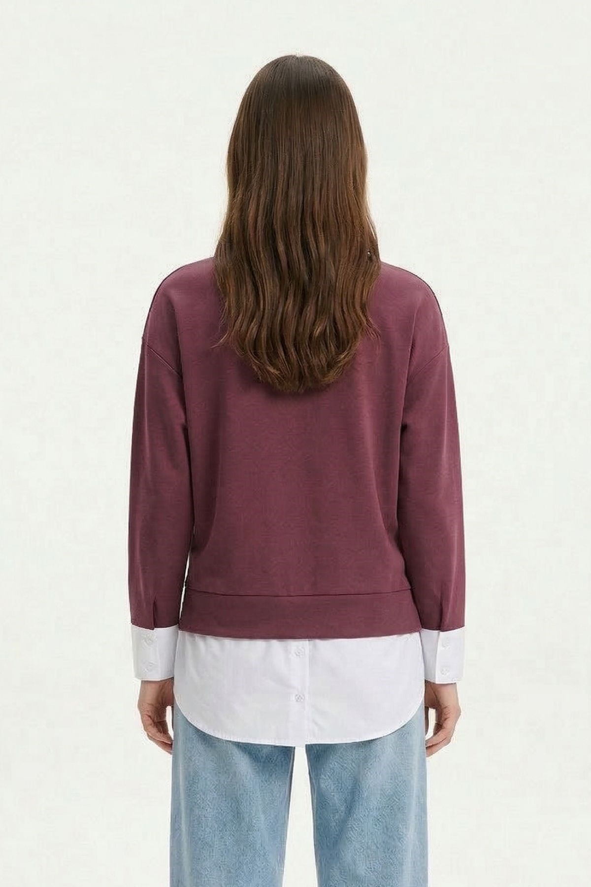 Bisiklet Yaka Garnili Bluz 8375 Bordo 3