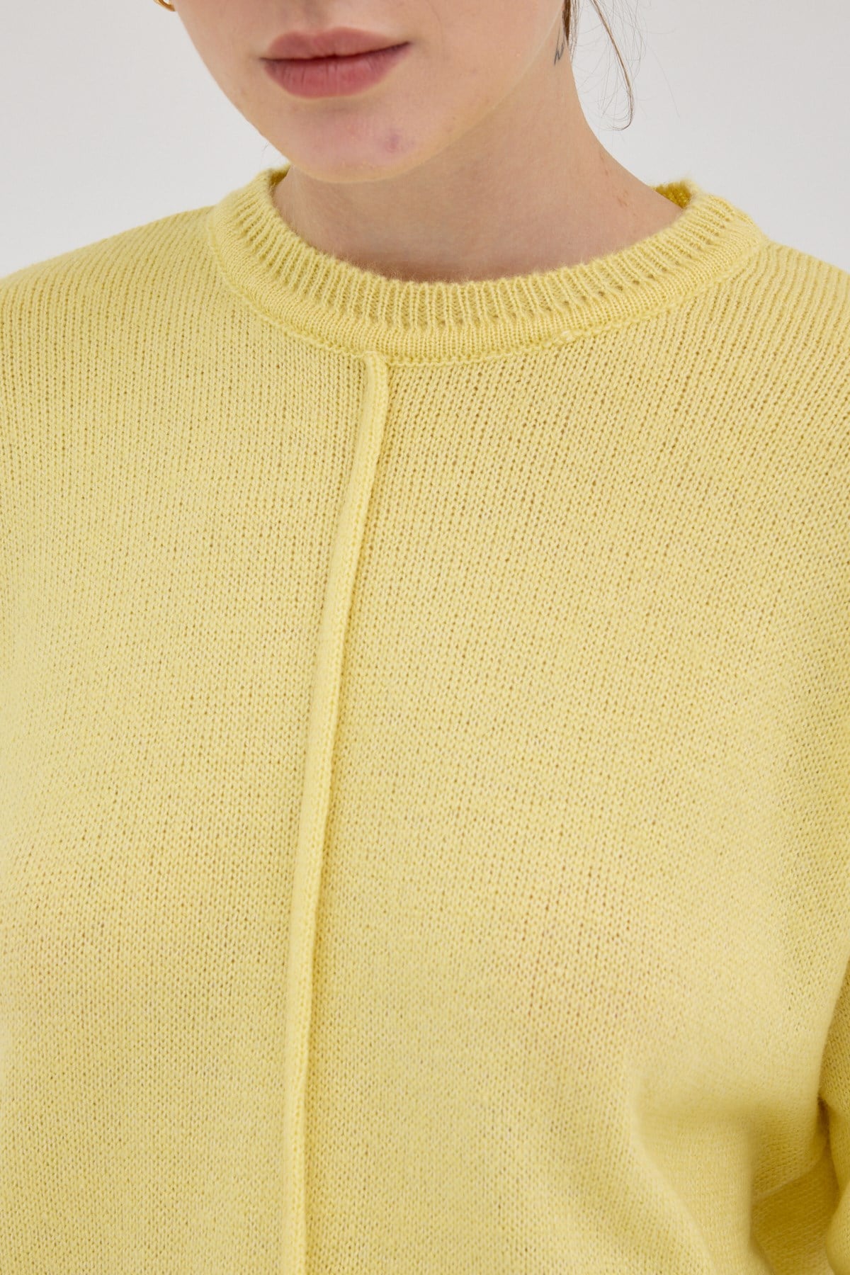 Sarı Oversize Bisiklet Yaka Kadın Kazak 2345 4