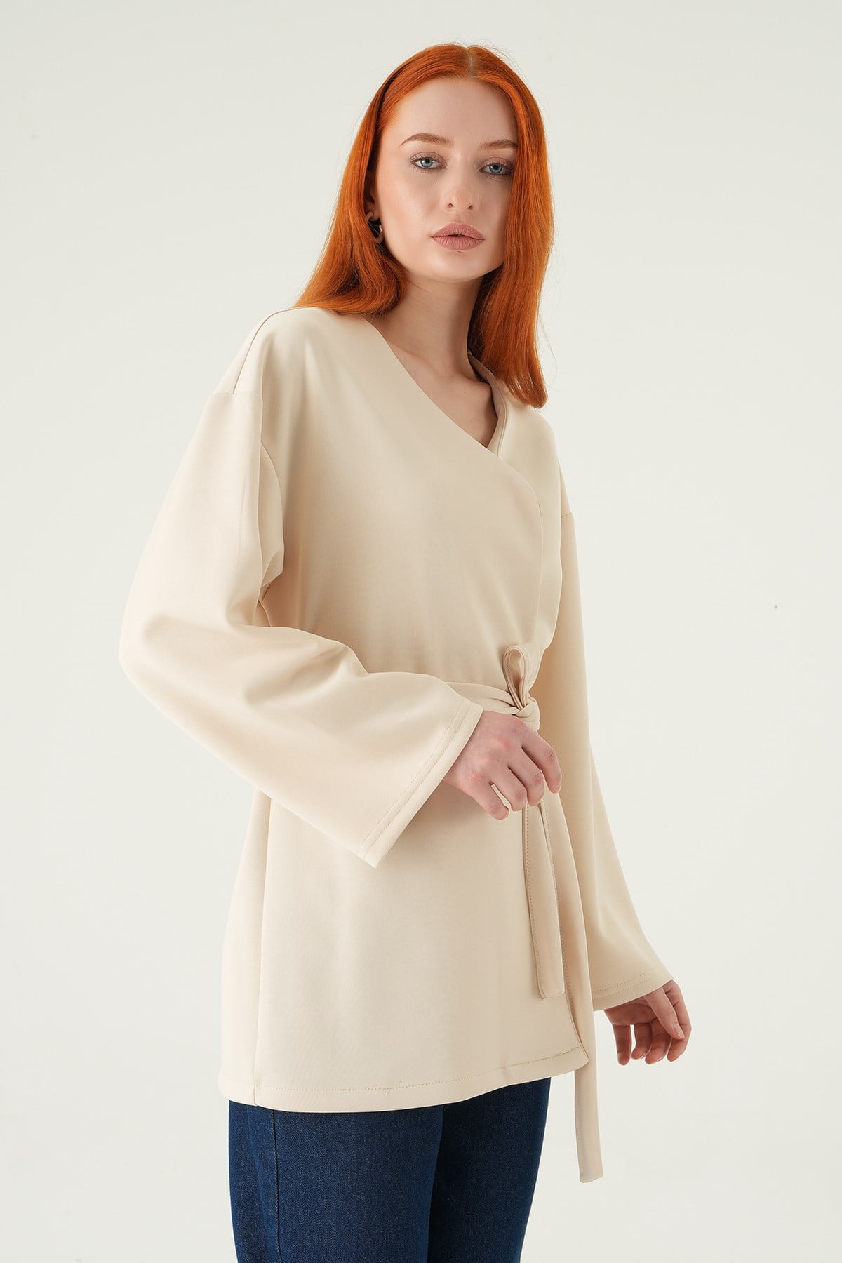 Kuşaklı Geniş Kol Kimono 3068A Taş 7