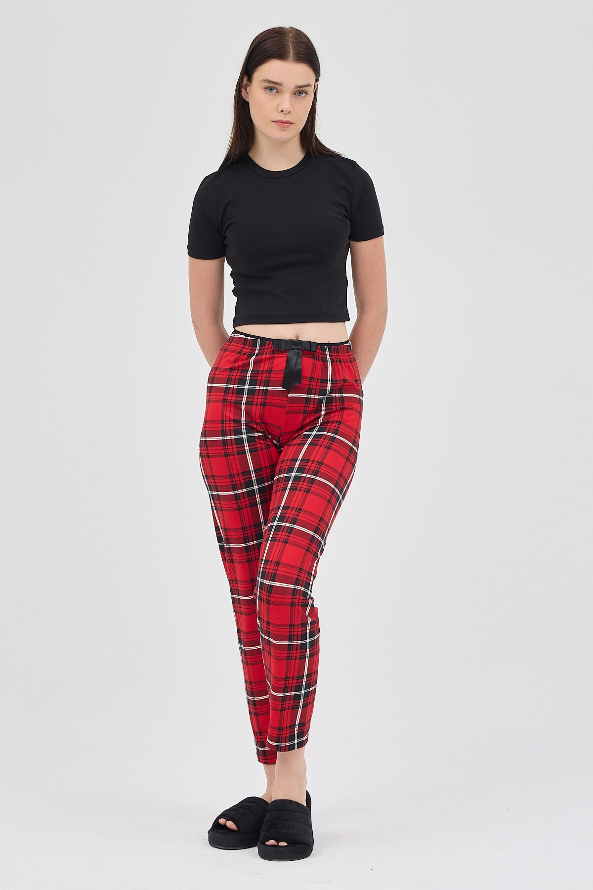 Kırmızı Desenli Kadın Pijama 4543 6