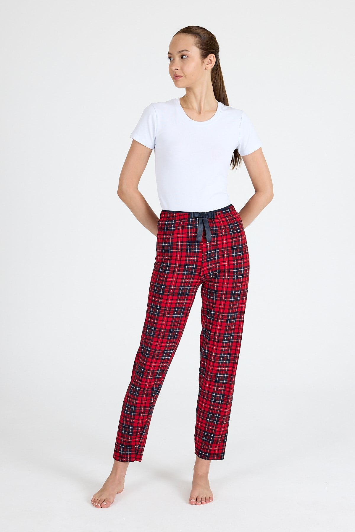 Kırmızı Dama Desenli Pijama Altı 4522 6