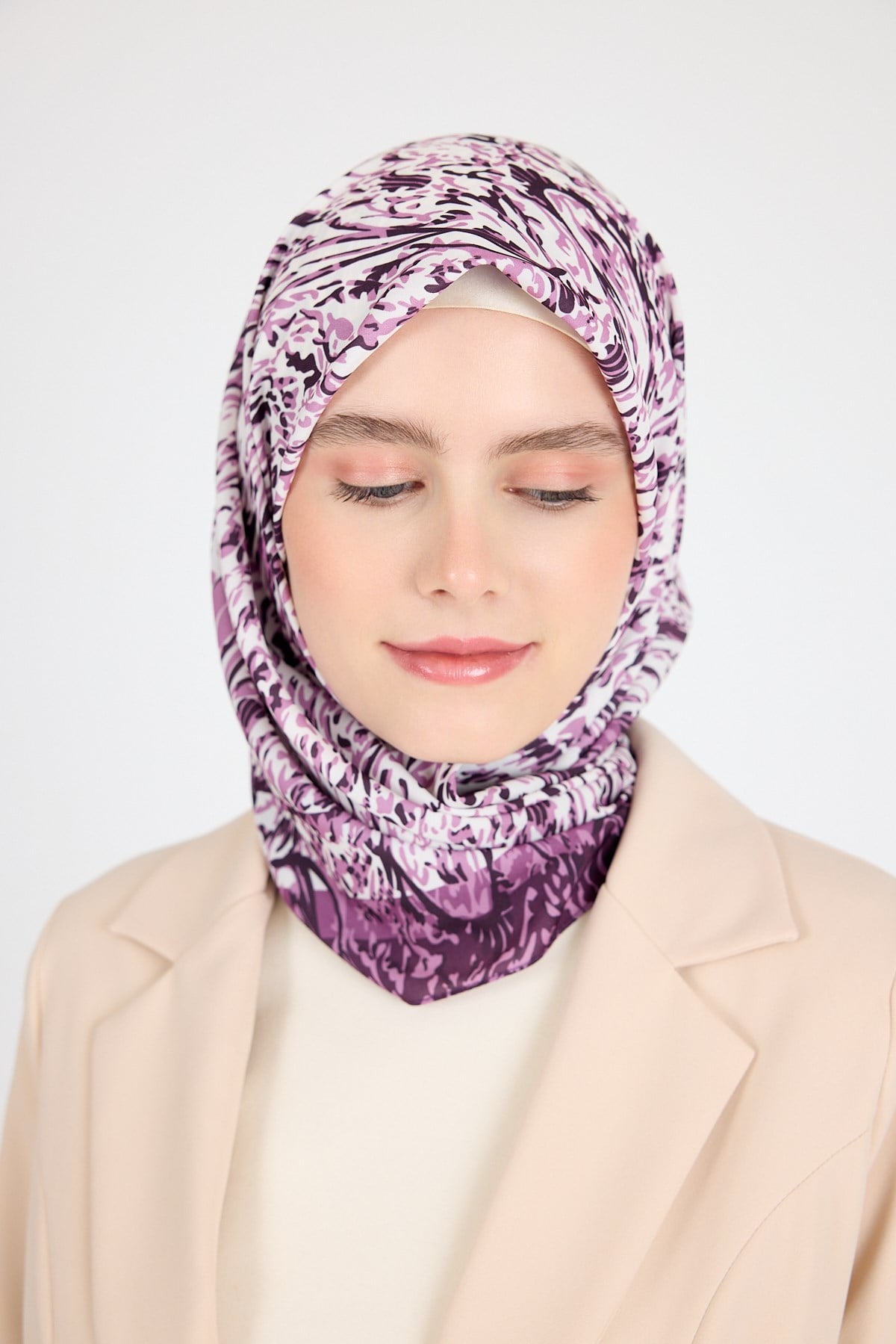 Mor Ebru Desenli Eşarp 3012 5
