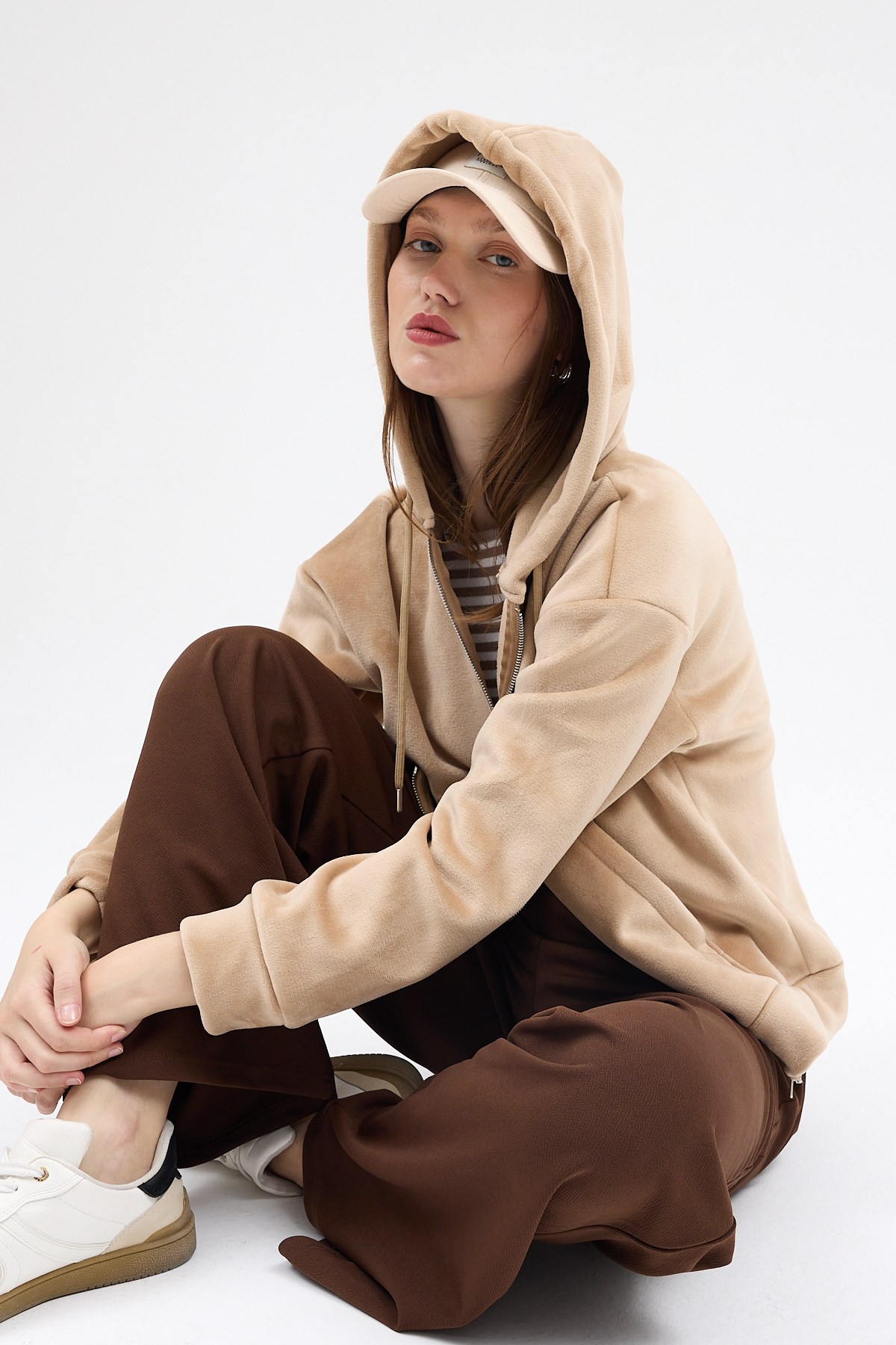 Vizon Kadın Fermuarlı Kapüşonlu Sweatshirt 3059A 6