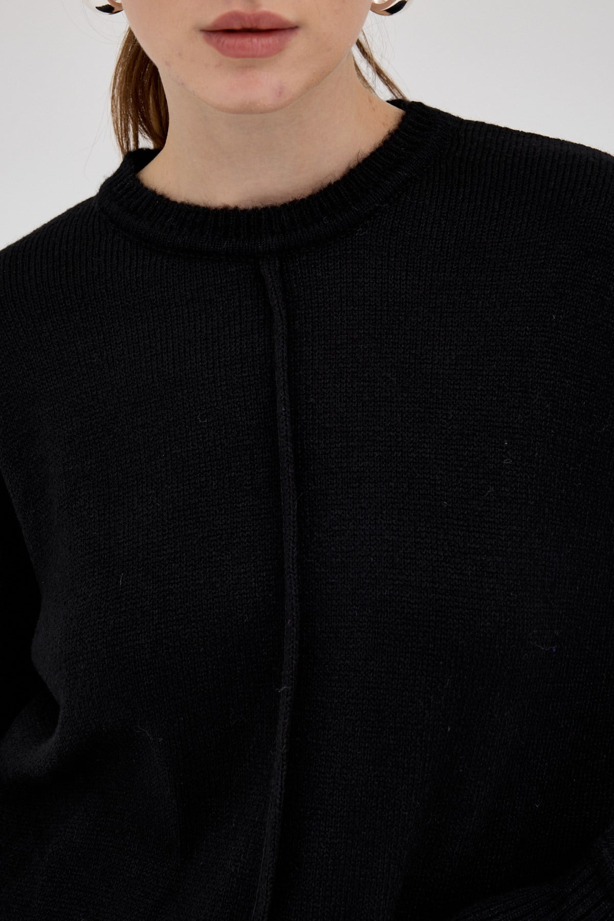 Siyah Oversize Bisiklet Yaka Kadın Kazak 2345 4