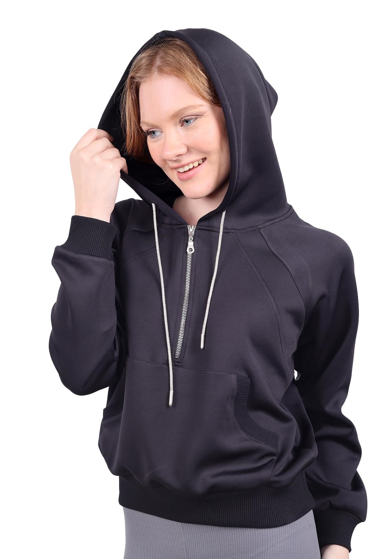 Yarım Fermuar Detay Sweat 9162M Siyah 8
