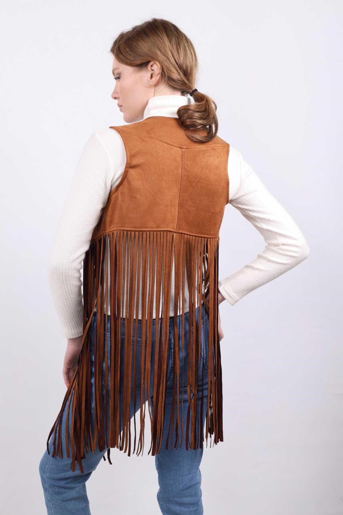 Püsküllü Yelek 5018 Taba 5