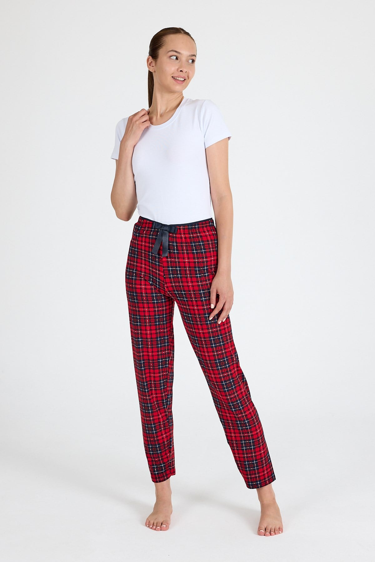 Kırmızı Dama Desenli Pijama Altı 4522 2
