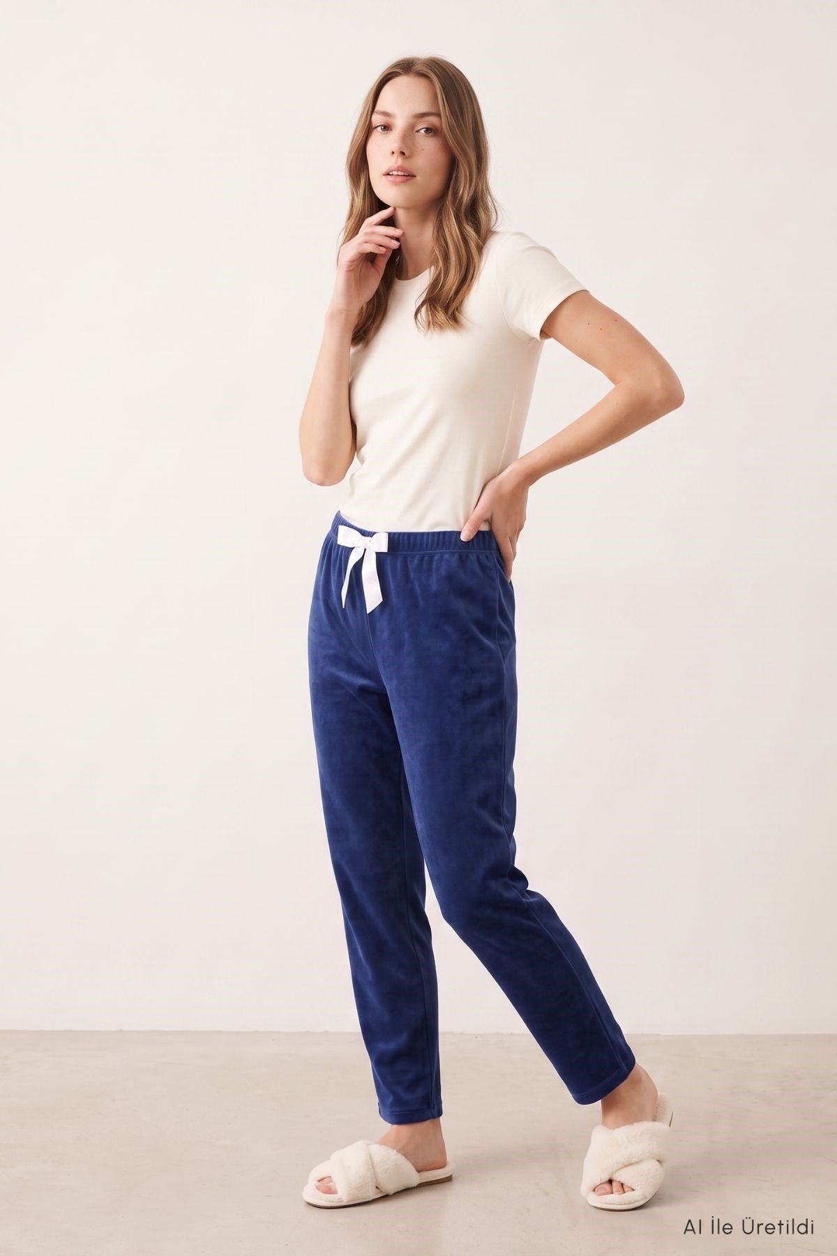Bel Lastikli Kadife Pijama 0601 Laci
