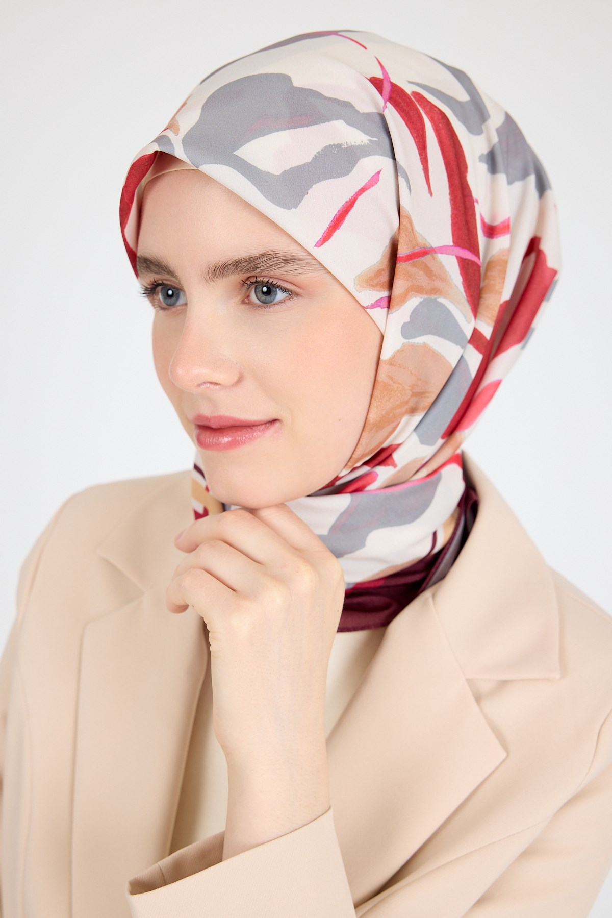 Bordo Yaprak Desen Eşarp 3004 3
