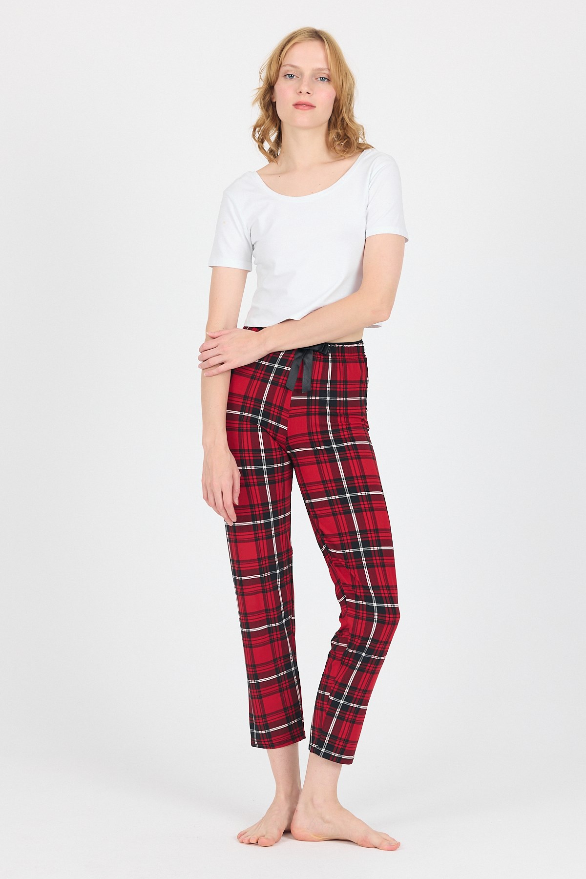 Kırmızı Ekose Desen Pijama Altı 4517 3