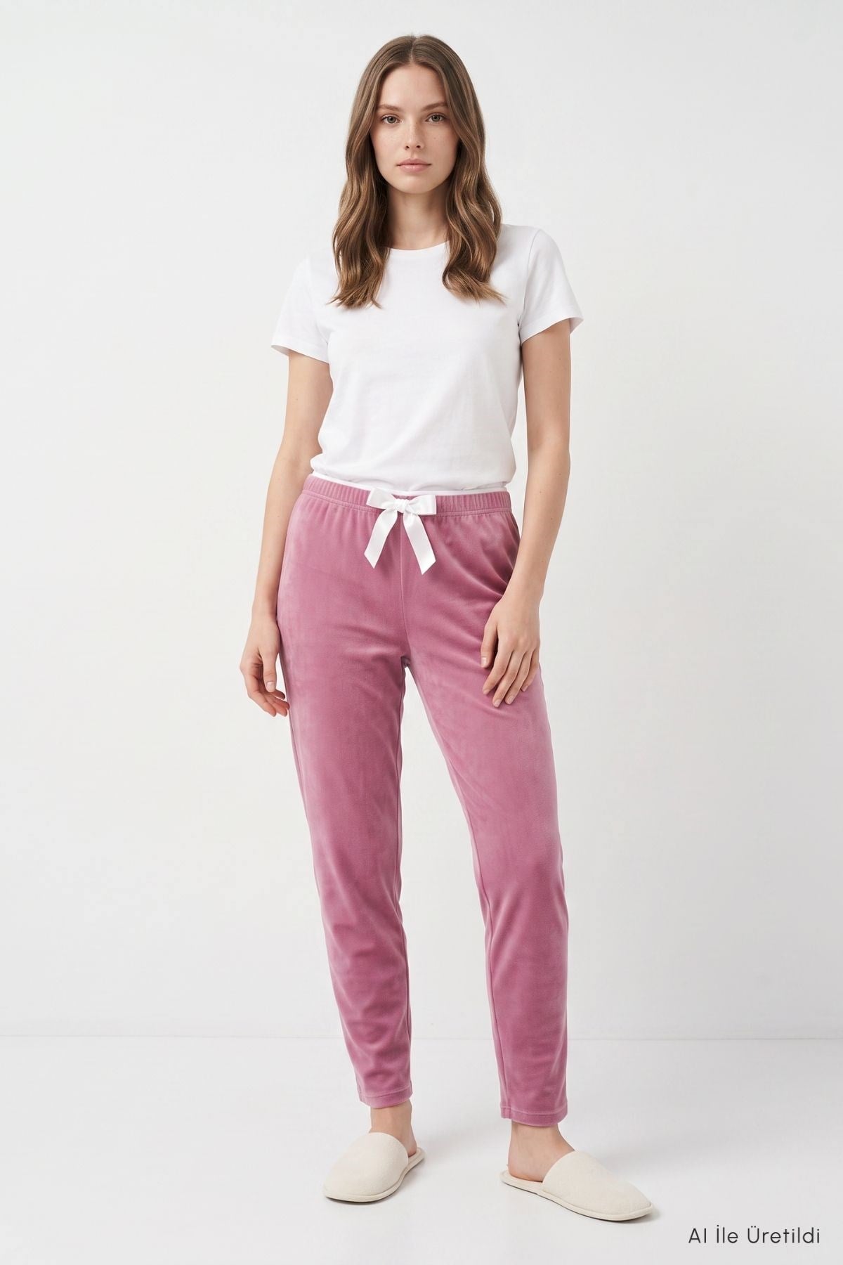 Bel Lastikli Kadife Pijama 0601 Gül 2