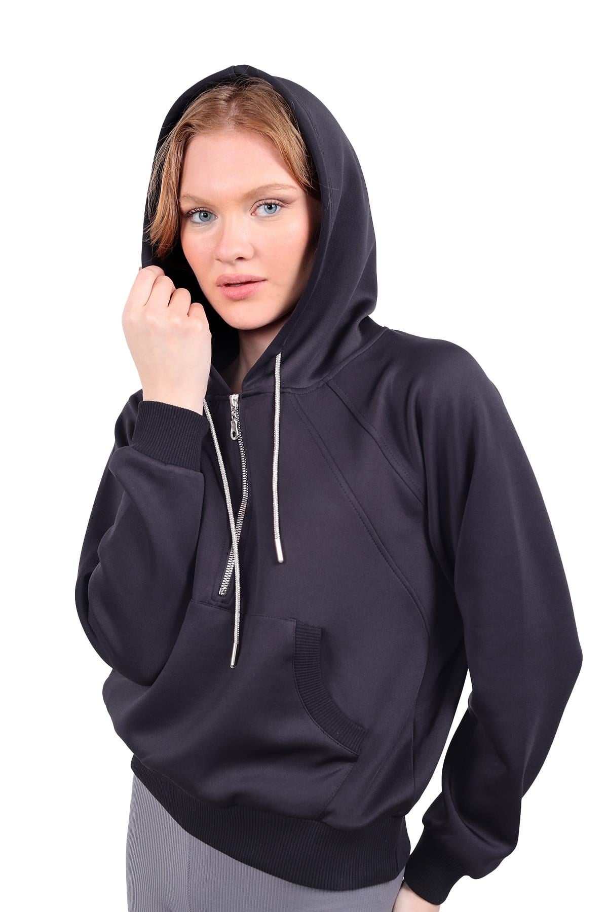 Yarım Fermuar Detay Sweat 9162M Siyah 3