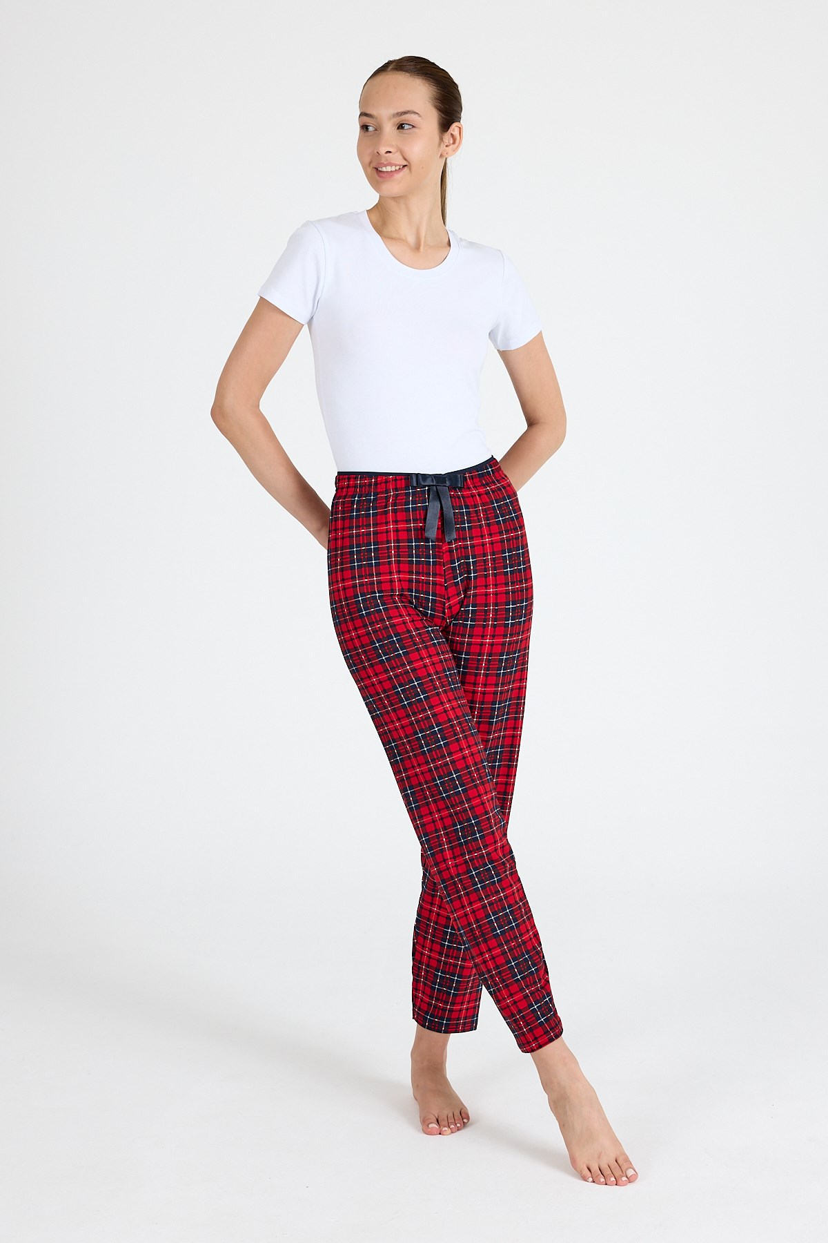 Kırmızı Dama Desenli Pijama Altı 4522 3