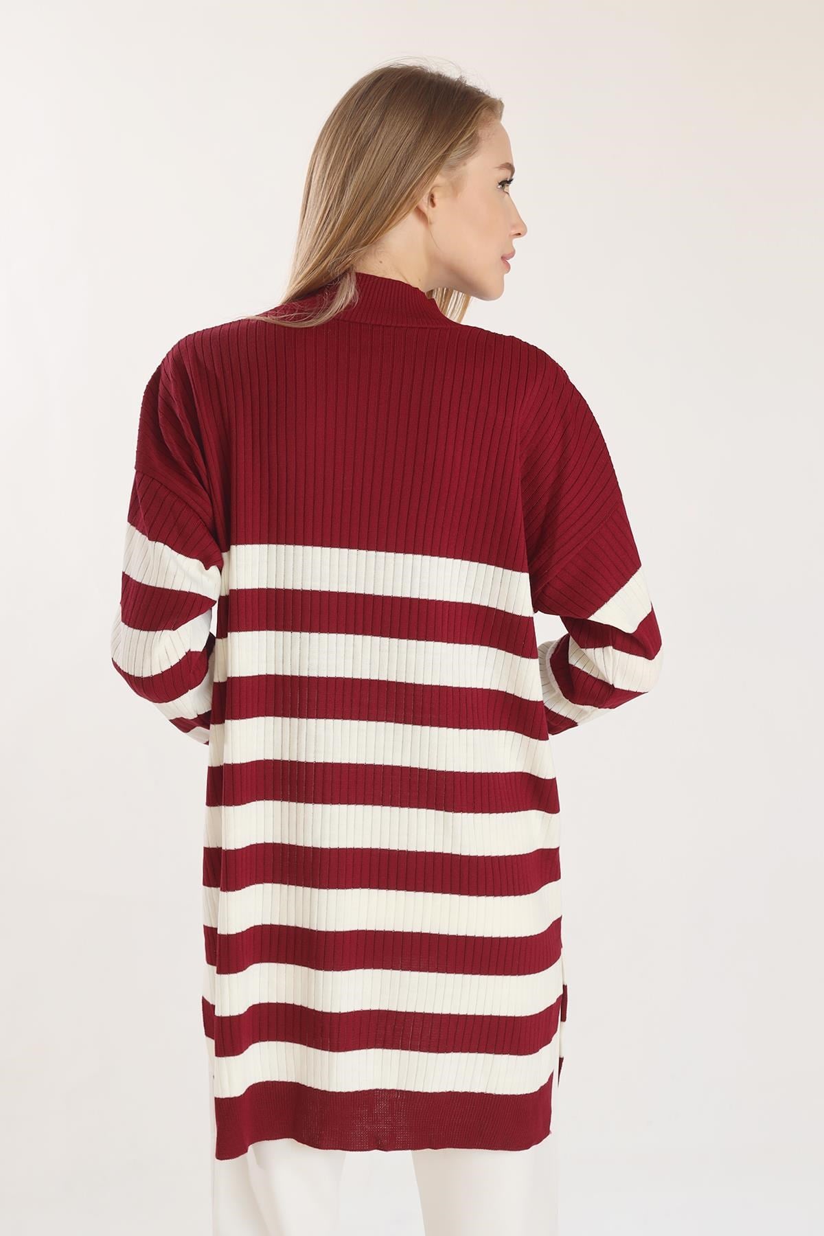Çizgili Triko Tunik 5330 Bordo 5