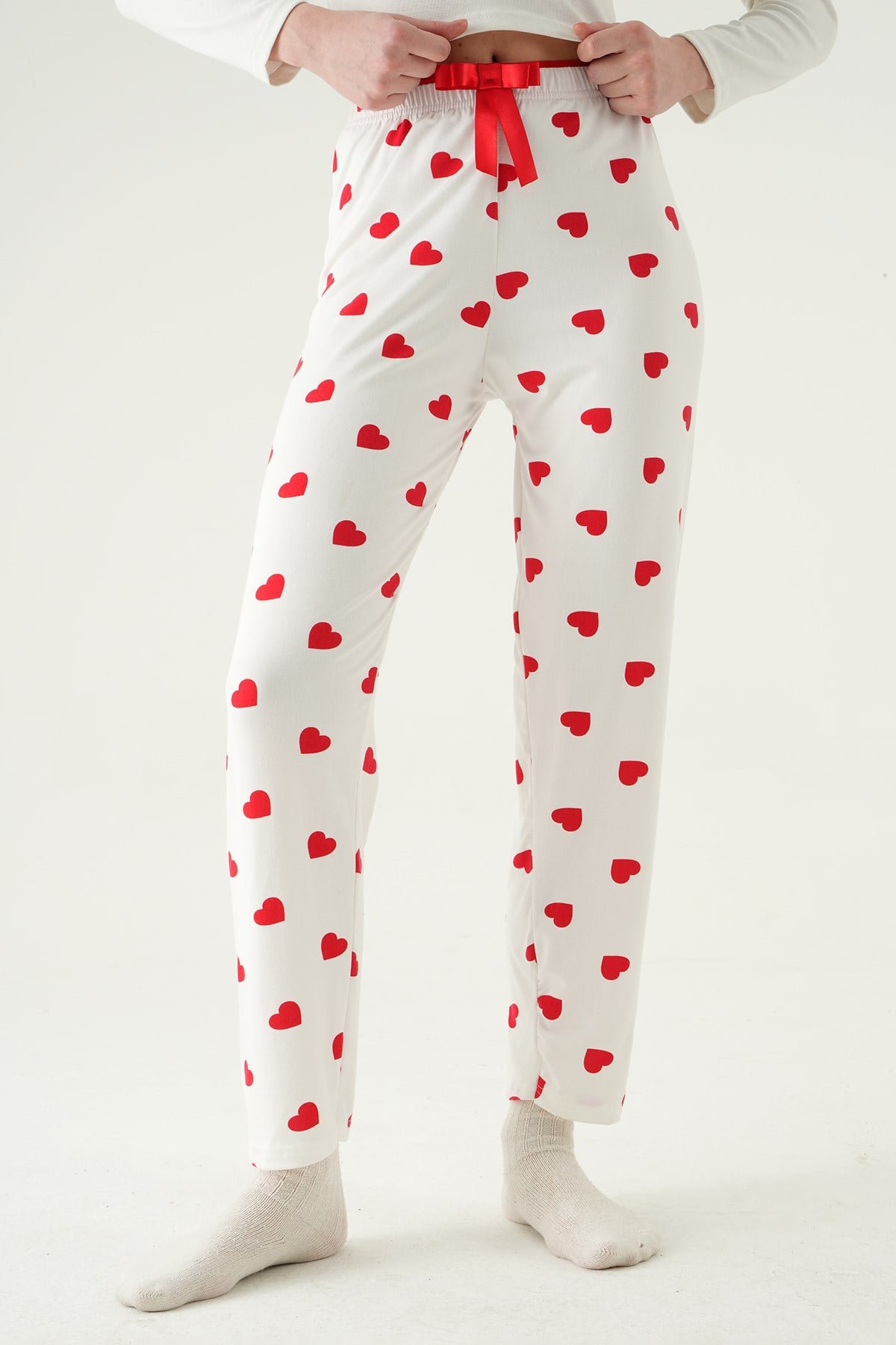 Kalp Desen Pijama 4530 Beyaz 3