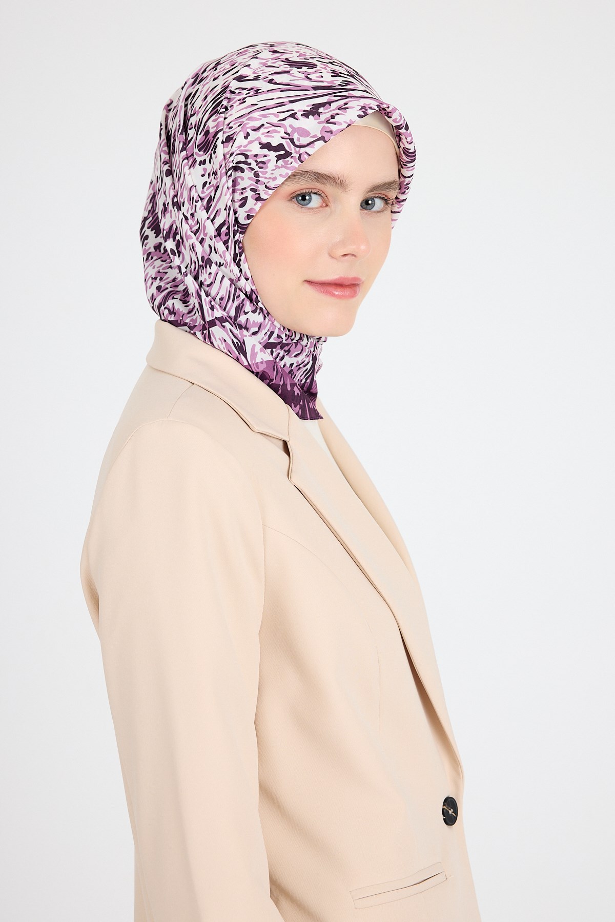 Mor Ebru Desenli Eşarp 3012 3