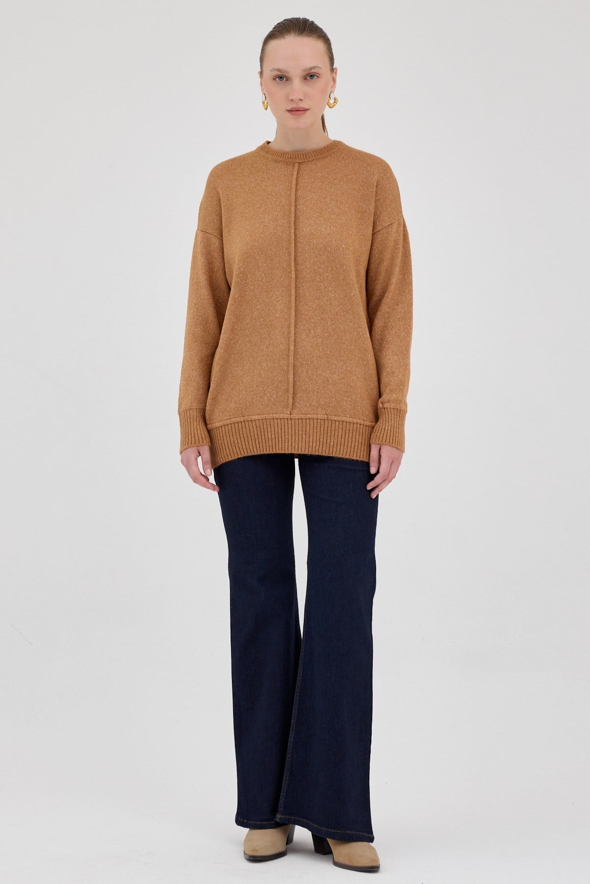 Taba Oversize Bisiklet Yaka Kadın Kazak 2345 3