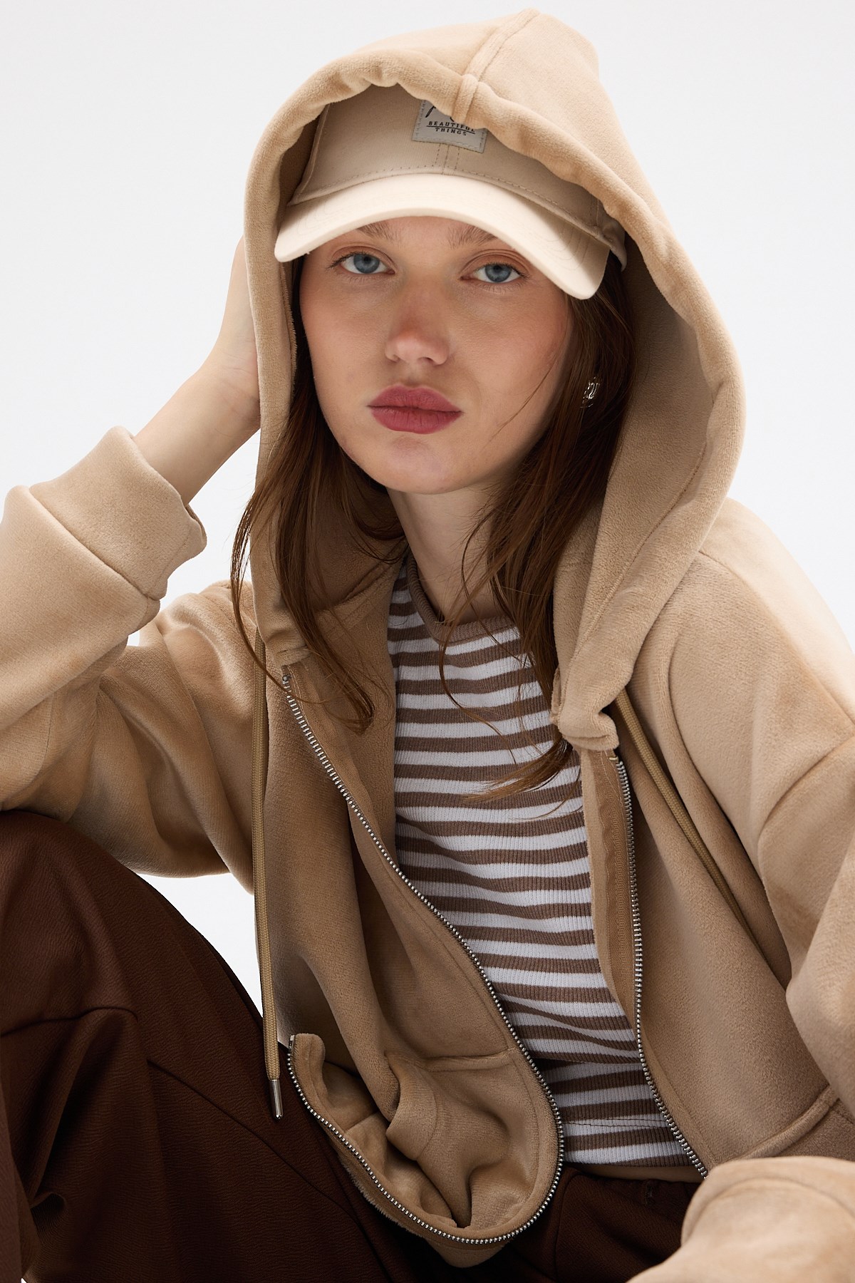 Vizon Kadın Fermuarlı Kapüşonlu Sweatshirt 3059A 7
