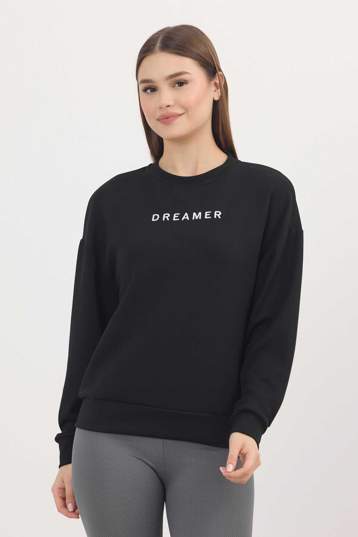 Siyah Dreamer Nakış Detay Oysho Sweat 4004