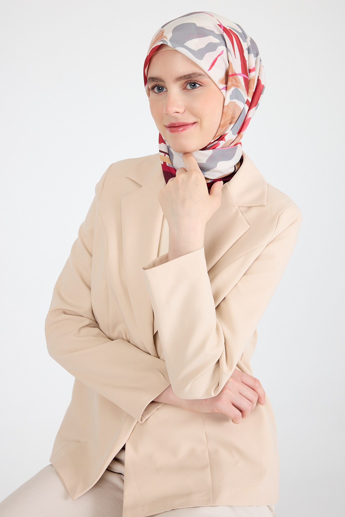 Bordo Yaprak Desen Eşarp 3004 5